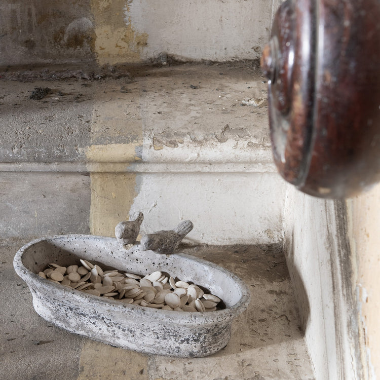 Birkdale Stone Large Oval Bowl with Birds