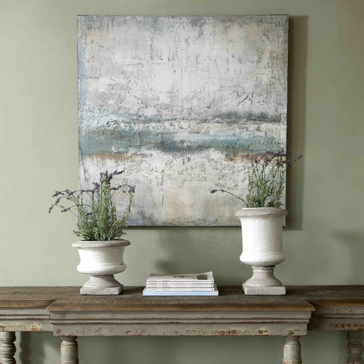 Birkdale White Glazed Stone Planter