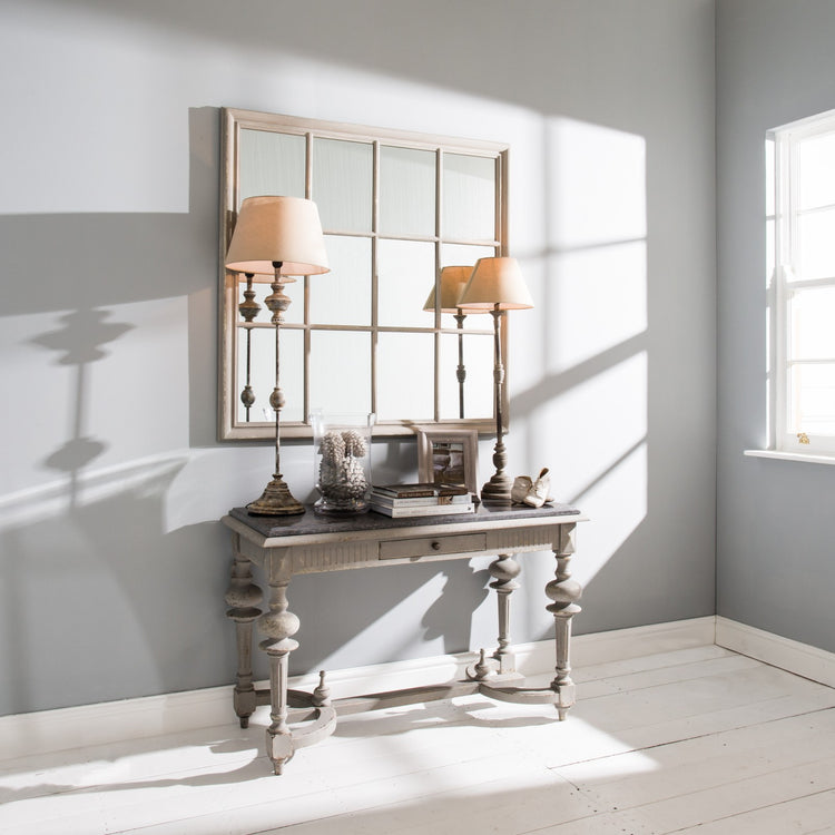 Wilton Grey Mirror with Wooden Grid