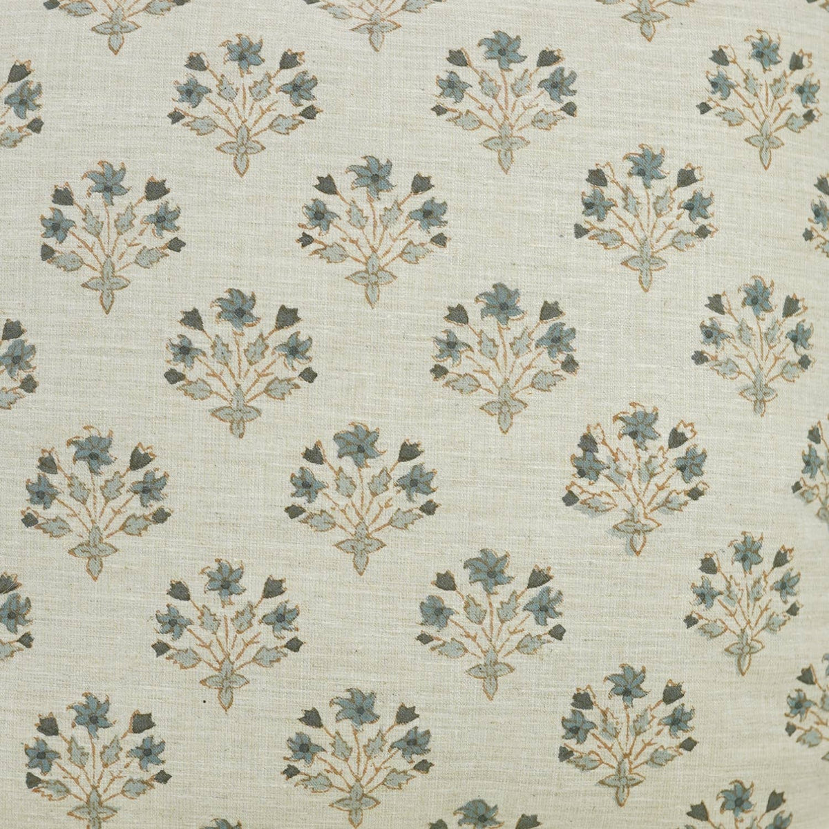 Floral Block Print Linen Blend Pillow Cover- Diwali Flower