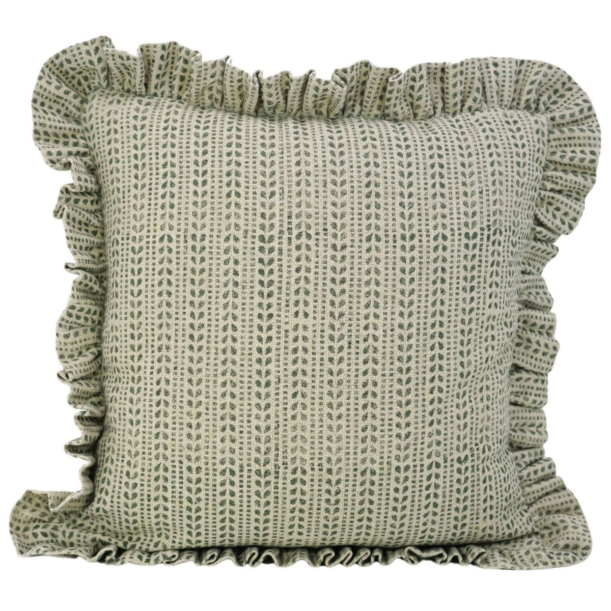 Designer Block Thick Linen Frill Pillow Cover- Ratanbel