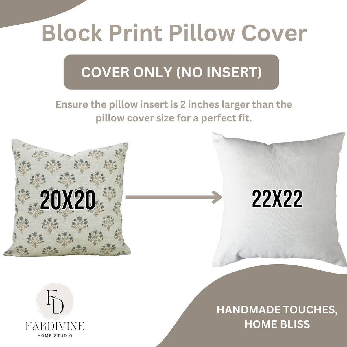 Floral Block Print Linen Blend Pillow Cover- Diwali Flower