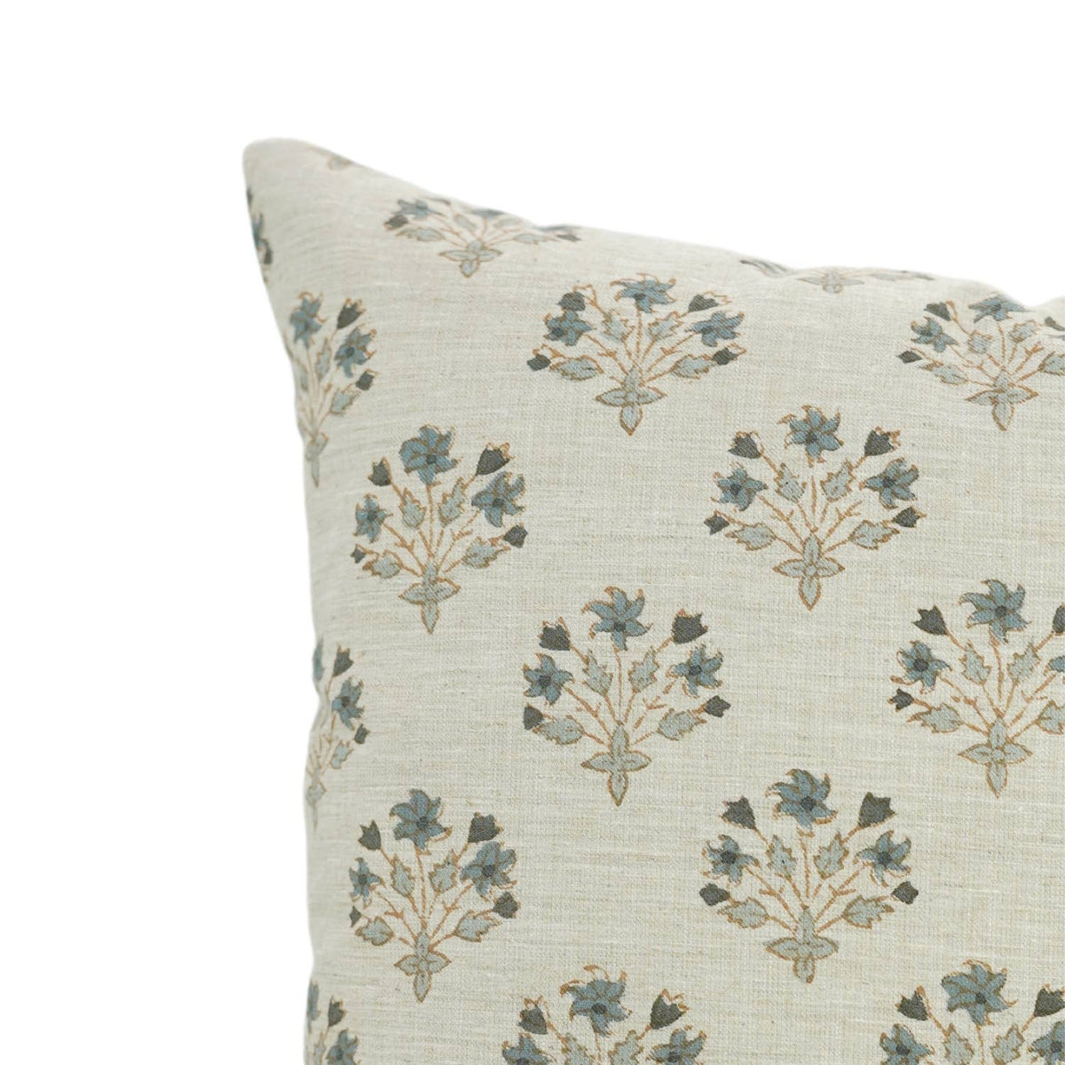 Floral Block Print Linen Blend Pillow Cover- Diwali Flower