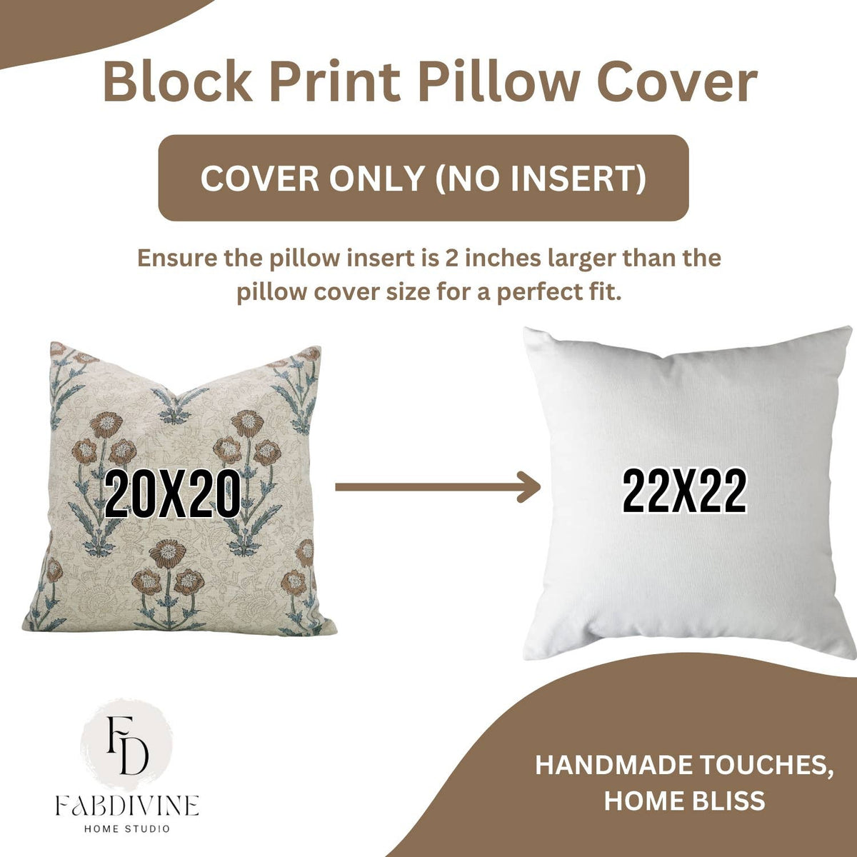 Floral Block Design Linen Blend Pillow Cover - Amitabh