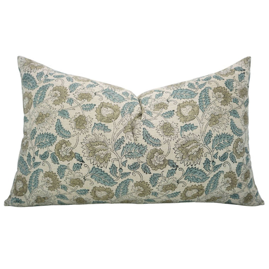 Unique Block Print Linen Blend Pillow Cover - Mandakini