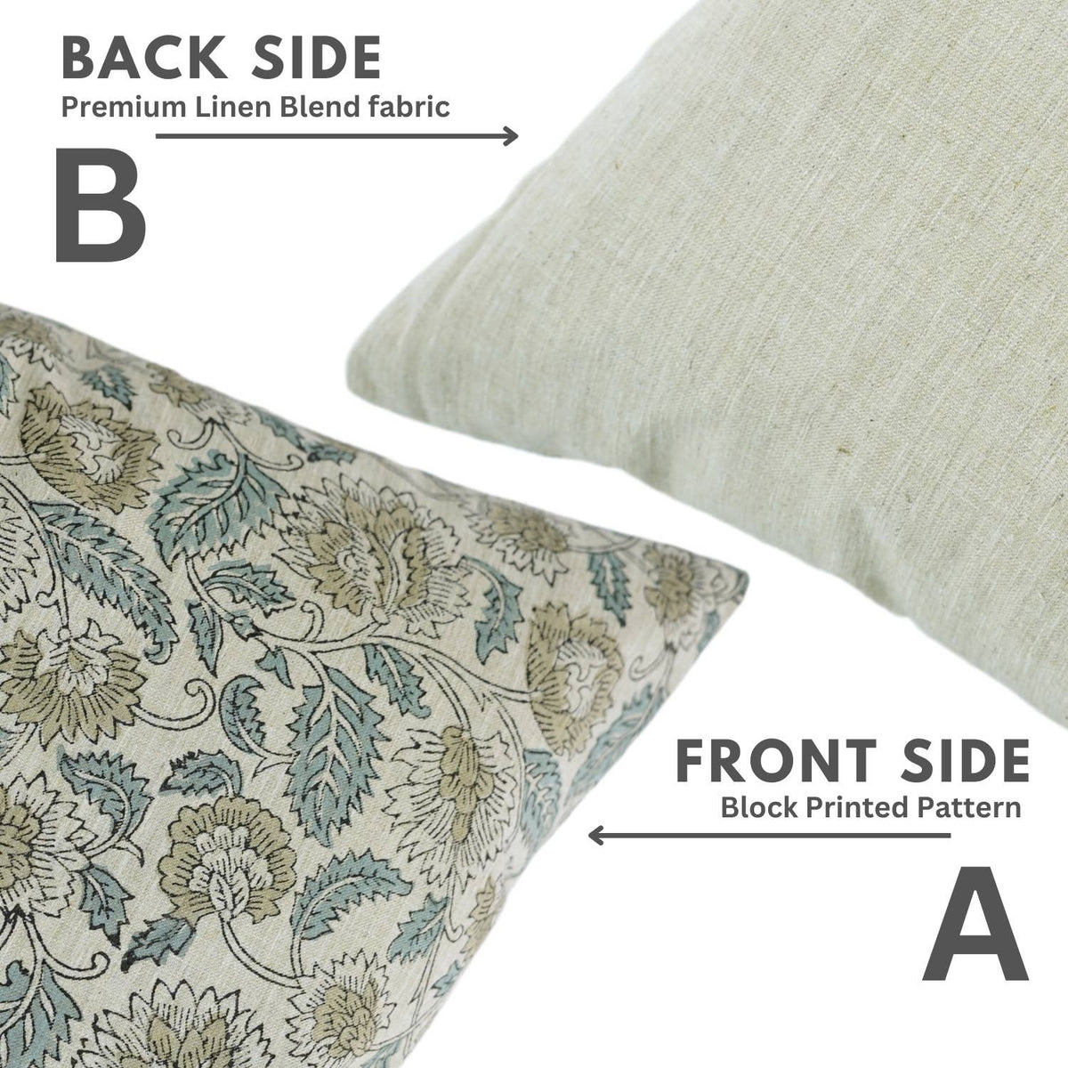 Unique Block Print Linen Blend Pillow Cover - Mandakini