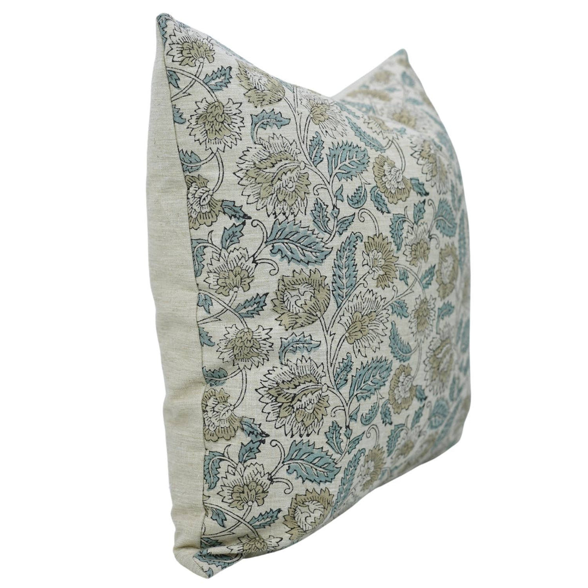 Unique Block Print Linen Blend Pillow Cover - Mandakini