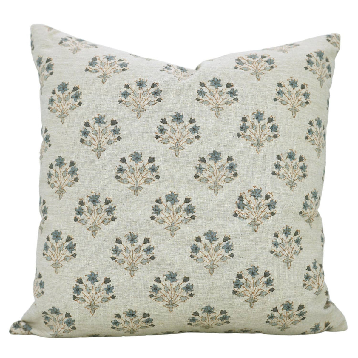 Floral Block Print Linen Blend Pillow Cover- Diwali Flower