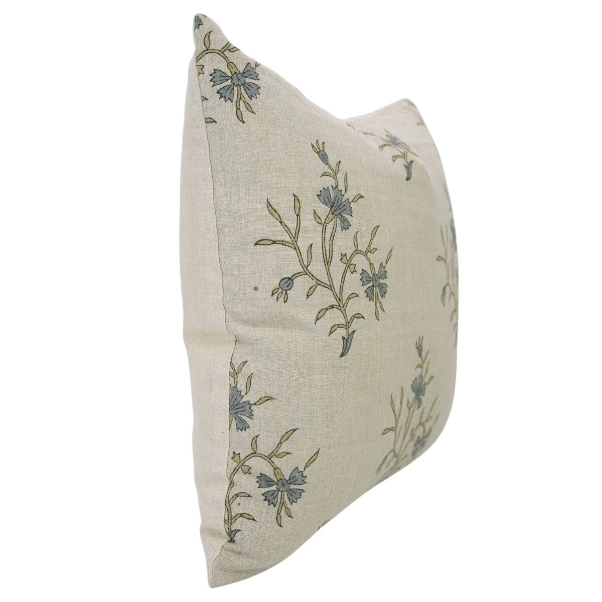 Floral Boho Pure Linen Block Print Accent Pillow Cover-Daisy