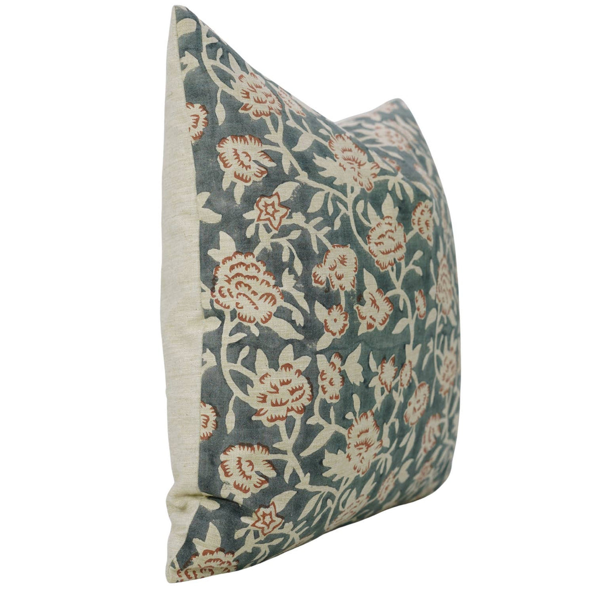 Floral Block Design Linen Blend Pillow Cover - Mriygnani