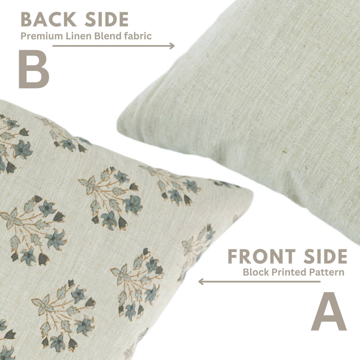 Floral Block Print Linen Blend Pillow Cover- Diwali Flower