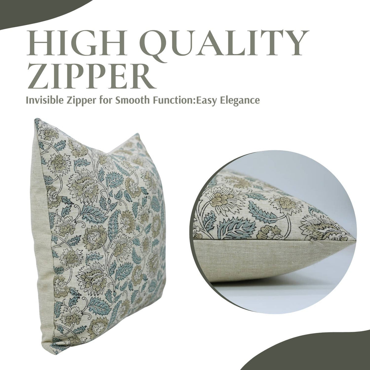 Unique Block Print Linen Blend Pillow Cover - Mandakini