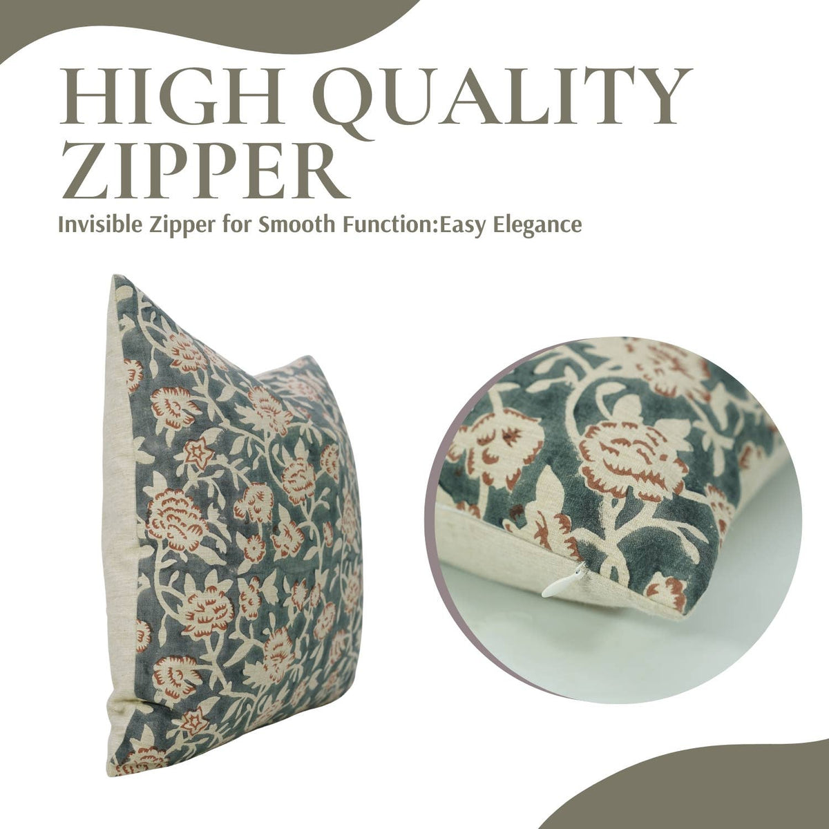 Floral Block Design Linen Blend Pillow Cover - Mriygnani