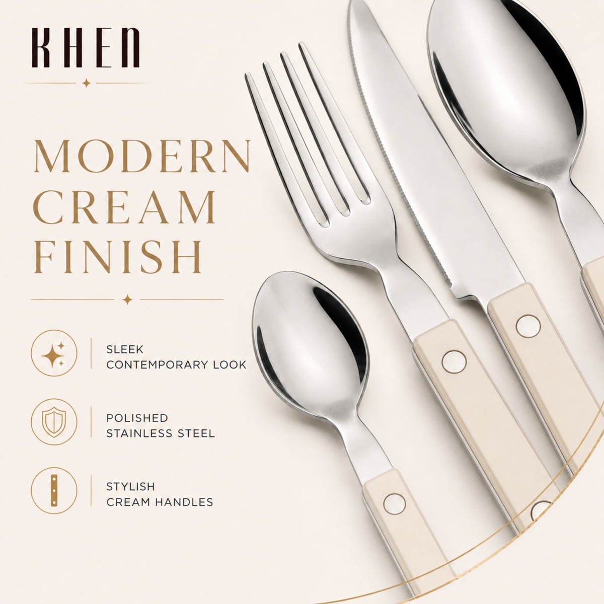 20-Piece Flatware Set for 4 - Cream Color French Cutlery