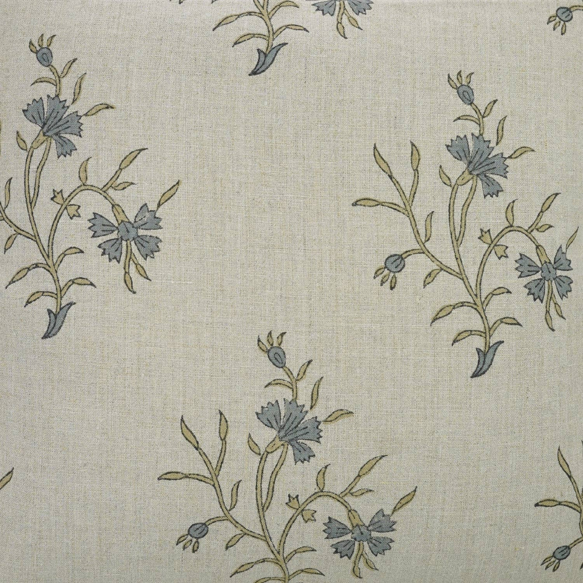 Floral Boho Pure Linen Block Print Accent Pillow Cover-Daisy
