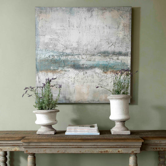 Birkdale White Glazed Stone Planter