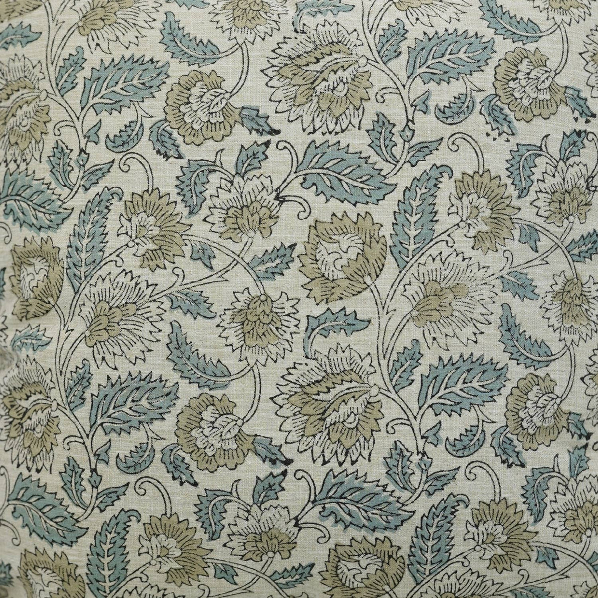 Unique Block Print Linen Blend Pillow Cover - Mandakini