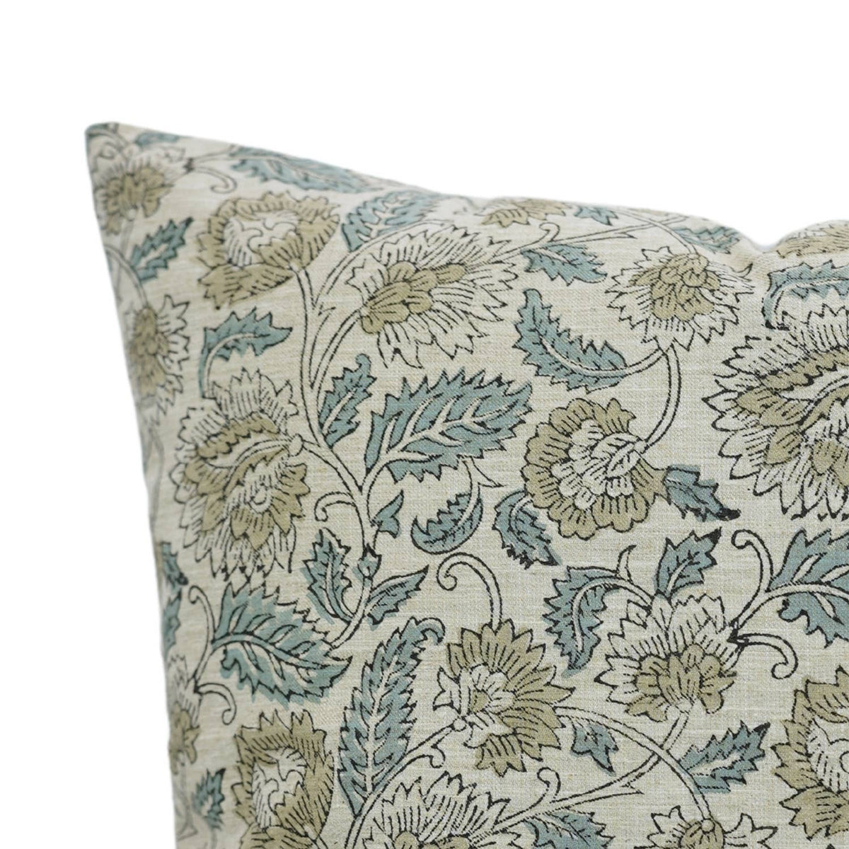 Unique Block Print Linen Blend Pillow Cover - Mandakini