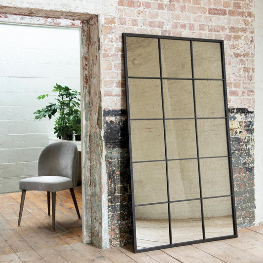 Wilton Antiqued Glass and Iron Window Mirror